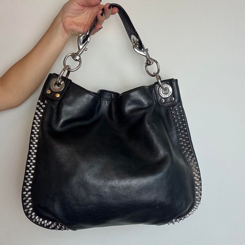 Rebecca Minkoff vintage y2k black leather studded shoulder hobo bag